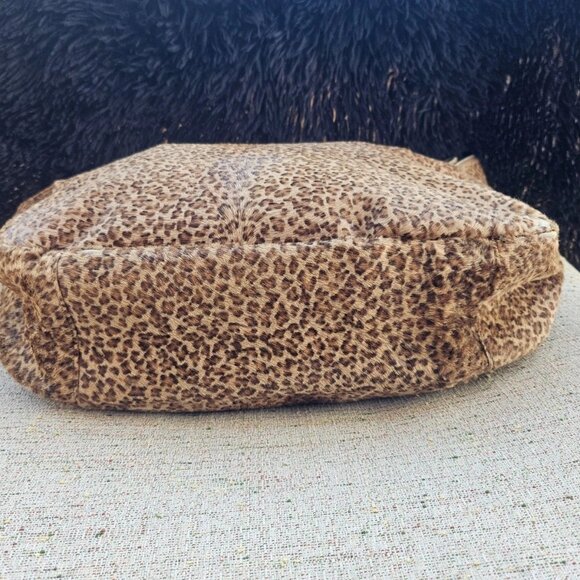Vintage BOTTEGA VENETA Handbag Brown Animal Print Tote Bag Made in Italy Auth - Picture 4 of 11